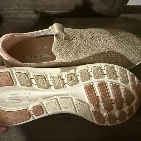 Skechers Women's Tan and Pink Slip-On Sneakers - Picture 3 of 3